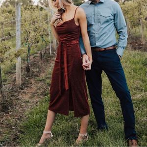 Lost + Wander Burgundy Midi Dress